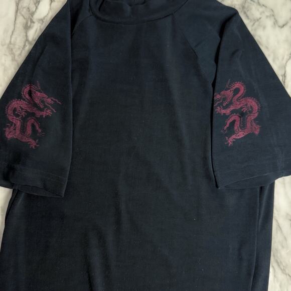 VTG 90s Y2K Dangerous Willie Shirt Mens Small Mock Neck Slinky Dragon Graphic - Picture 1 of 6